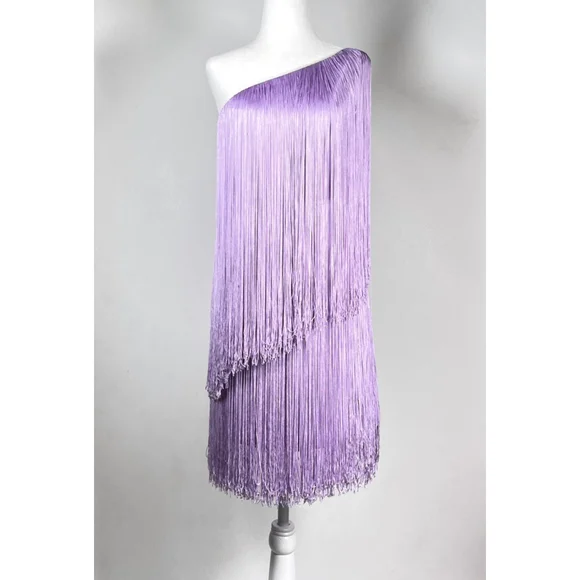 No Pise La Grama Por Daniela Panaro Dress 4 Lavender Purple Fringe One Shoulder